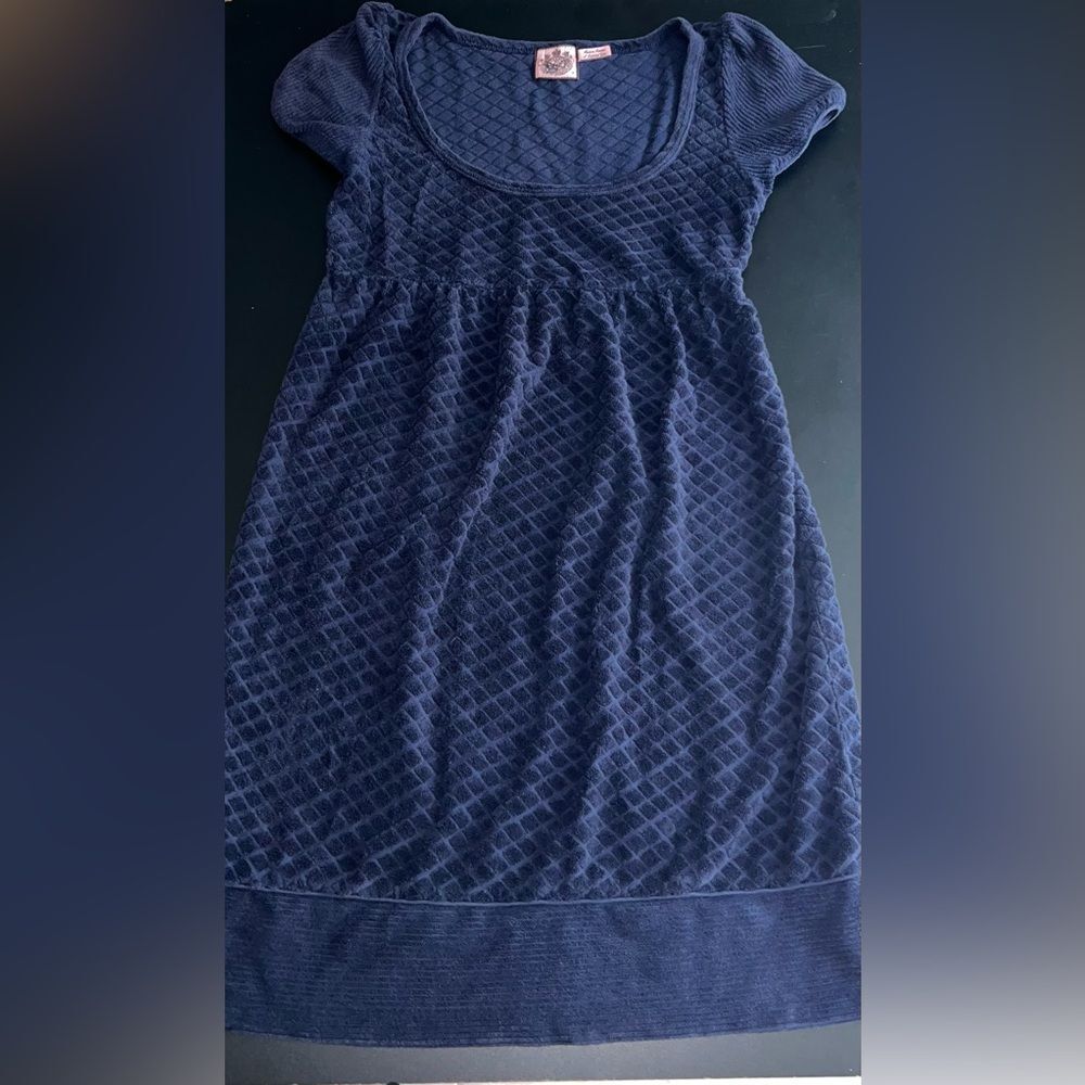 Juicy Couture vintage Y2K terry cloth swim cover dress navy blue sz XS
